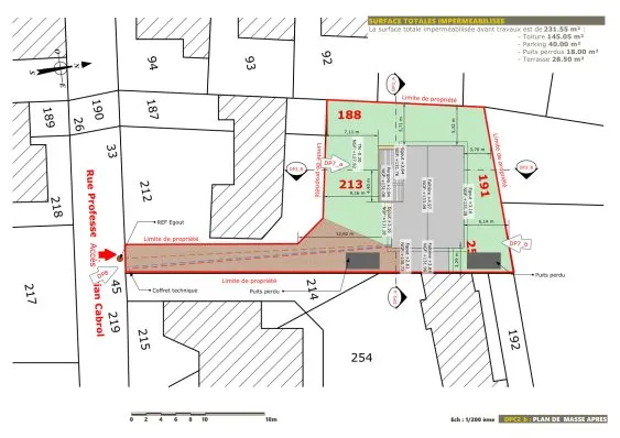 Plan de masse d’une déclaration préalable de travaux