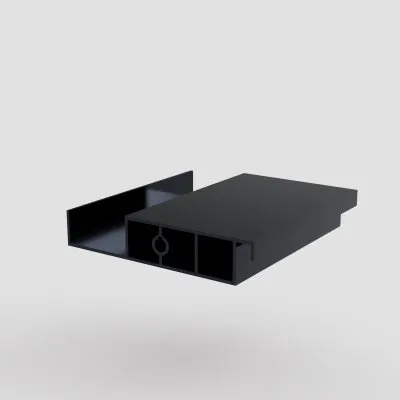 Sample of an aluminum slat for a bioclimatic pergola, Anthracite RAL 7016 color, texture 343