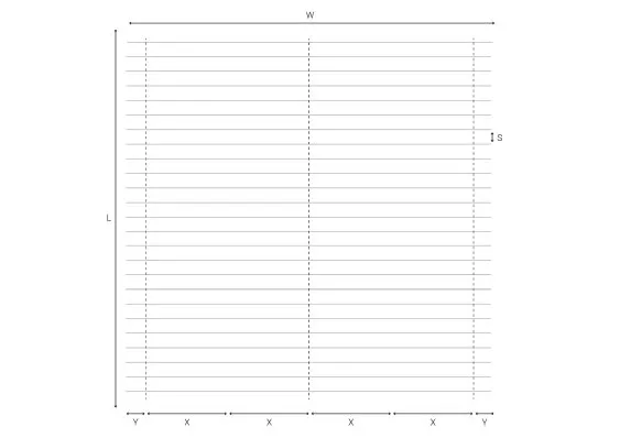 Schéma minimaliste représentant un graphique avec axes X et Y, étiquetés L, W, S. Conception épurée pour des données.