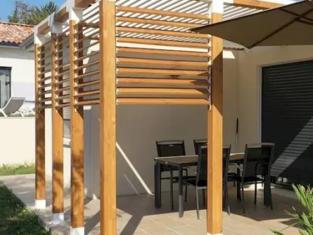 La pergola BOIS et BLANCHE de François - Connecteurs et poteaux 12x12