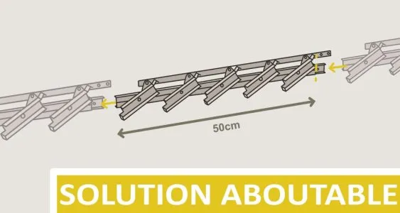 Schéma technique illustrant une solution aboutable de fixation avec une mesure de 50 cm. Utilisé pour des assemblages faciles.