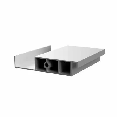 Sample of an aluminum slat for a bioclimatic pergola, Pebble grey RAL 9006 color, texture L634A