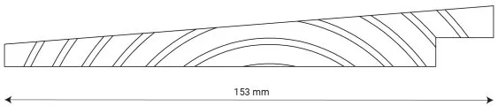 Schéma technique représentant une pièce avec des dimensions de 153 mm et des motifs circulaires, idéal pour le référencement.