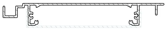 Profil en coupe d’une pièce en aluminium, présentant sa structure et ses dimensions pour des applications industrielles.