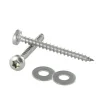Wood and panel screws with round head TORX - D5 x L50 + washer - A2 stainless steel for fixing clips on a wooden support