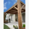 Contemporary bioclimatic pergola: SUNDIY XL mechanisms in RAL 7016 color with Douglas wood blades