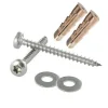 Wood and panel screws with round head TORX - D5 x L50 + washer in A2 stainless steel: clip fixation on a wooden support